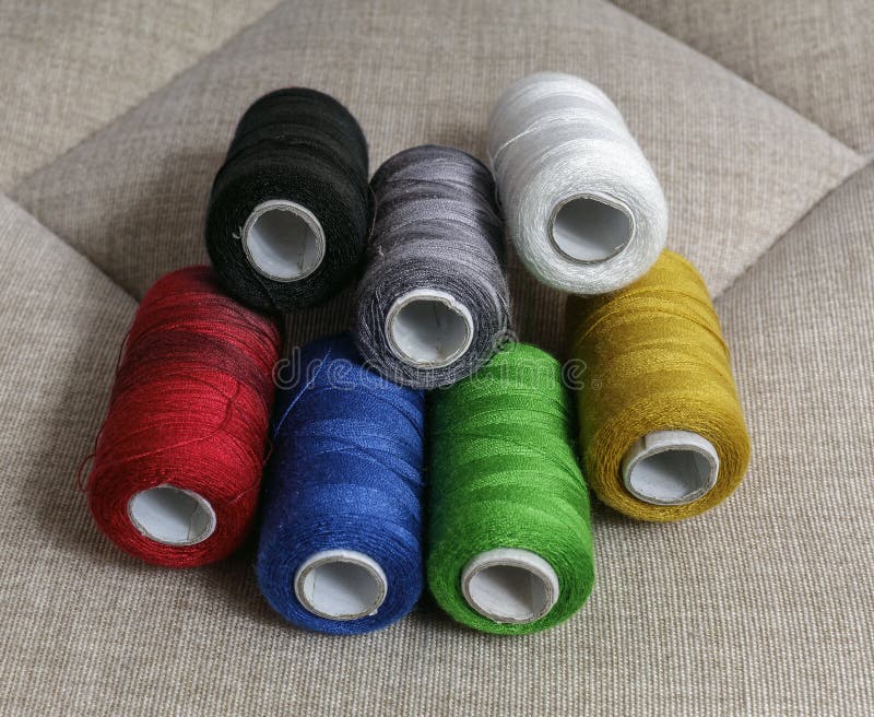 Spools of sewing thread stock photo. Image of rainbow 218863192