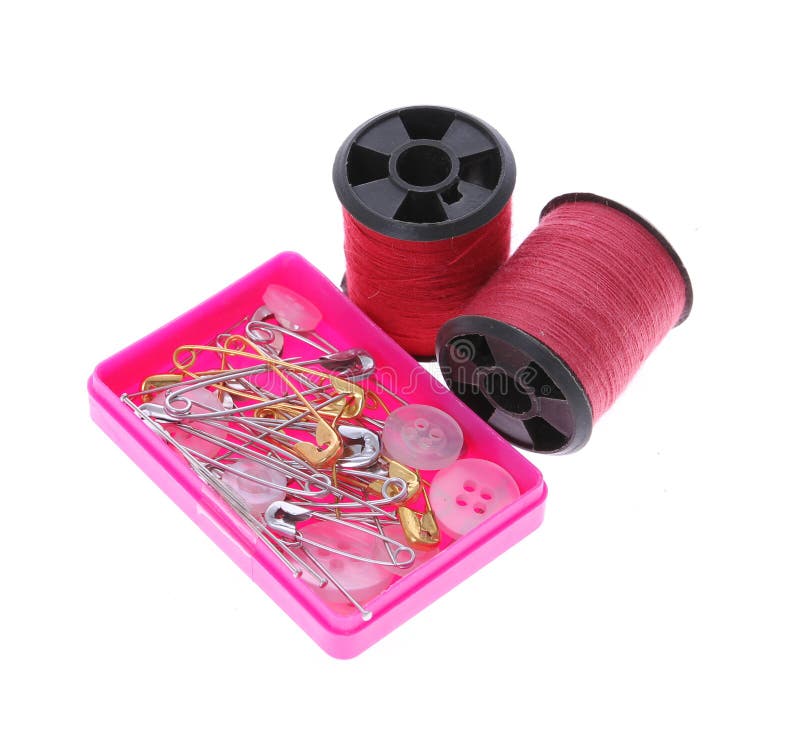 Spools of Thread, Safety Pins and Needles Stock Photo Image of needle, needlecraft 27056386