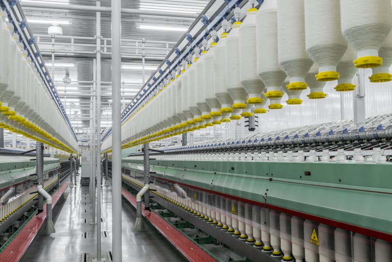 Spools of Thread at a Textile Factory Stock Photo - Image of production ...