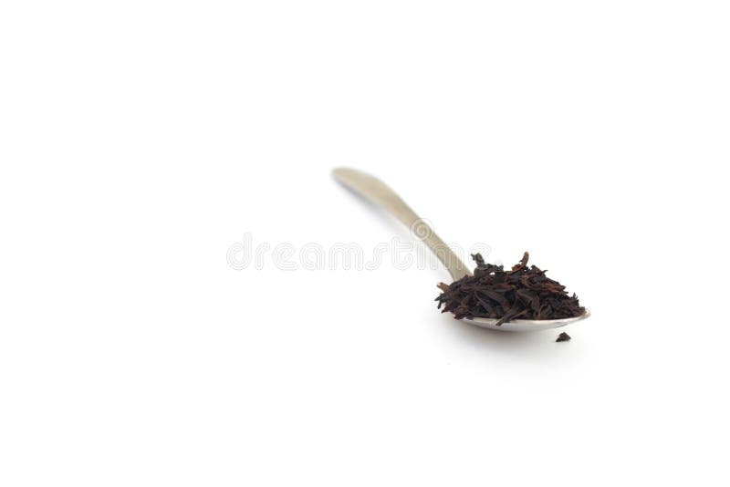 Spoon with Black Tea Leaves on White Isolated Background Stock Photo Image of pile, leaf