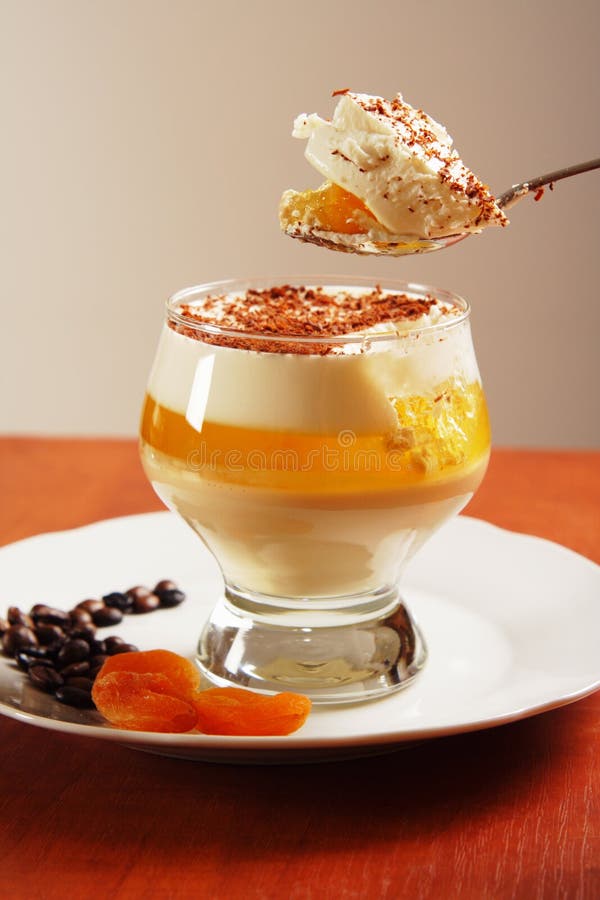 Gelatin Dessert with Chocolate, Cream and Jelly Stock Photo Image of