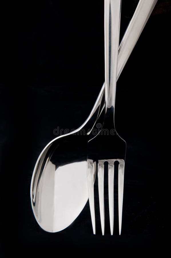 Spoon And Fork In Black Background Royalty Free Stock Image Image