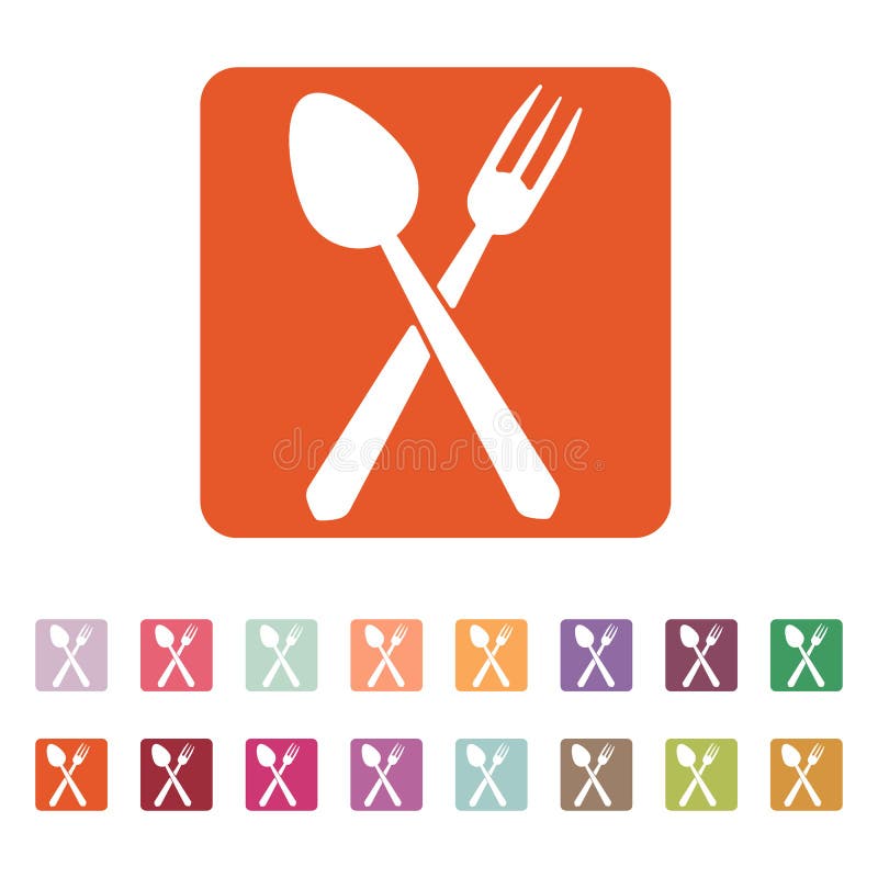 The spoon and fork icon stock vector. Illustration of cafe 79023541