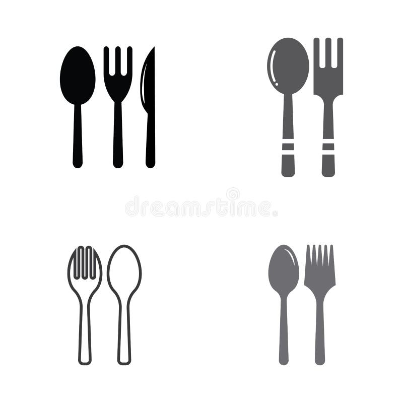 Spoon,fork,and Knife Icon Logo Vector Design Template Stock