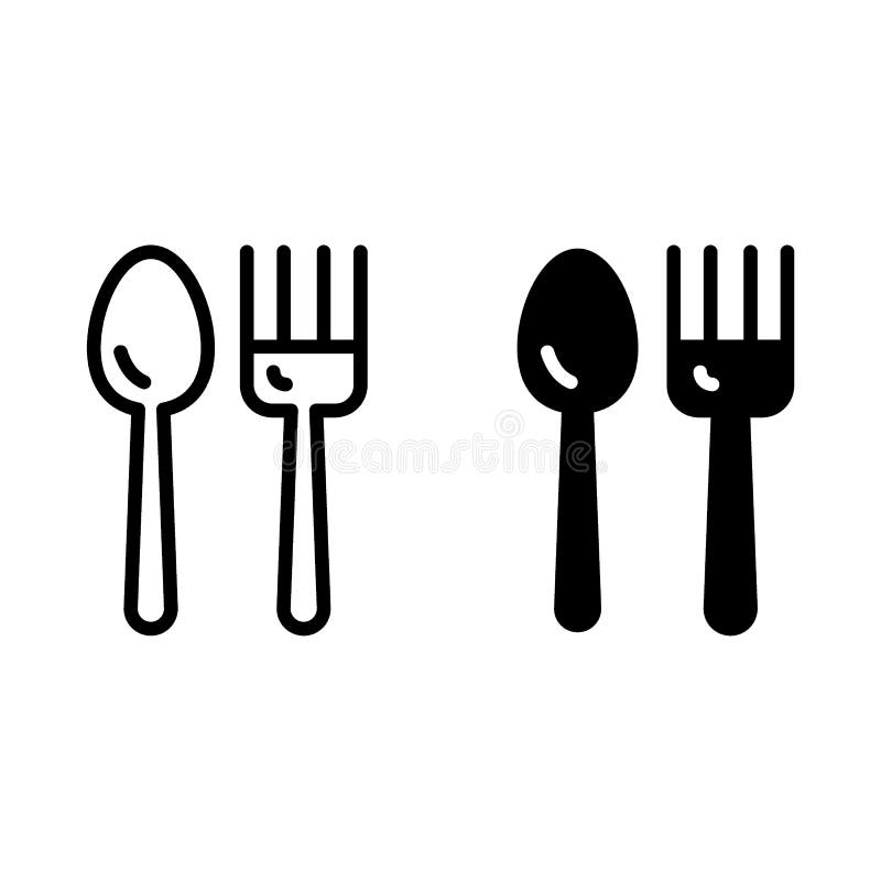 Spoon and Fork Solid Icon. Silverware Vector Illustration Isolated on