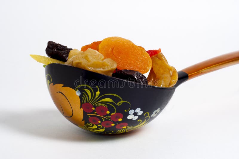 Spoon with fruit stock photo. Image of dried, green, white 30515708