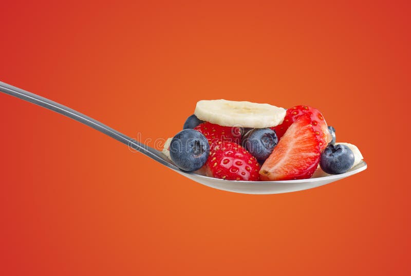Spoon with fruits stock image. Image of portion, spoon 136506777