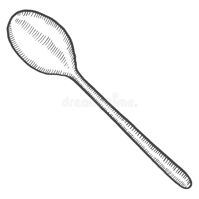 Spoon Kitchen Utensils Solated Doodle Hand Drawn Sketch with Outline