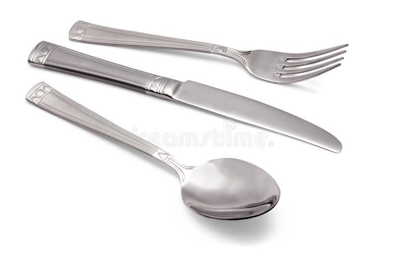 Spoon, knife, fork stock image