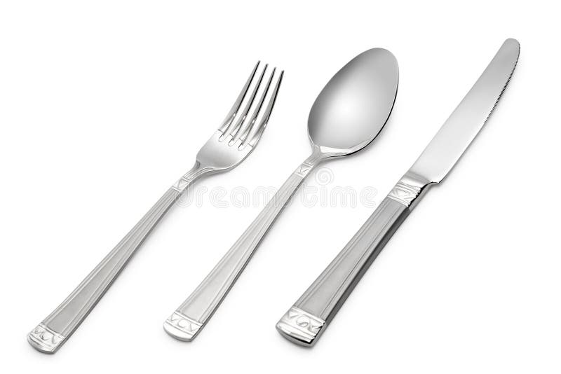 Spoon, knife, fork stock image
