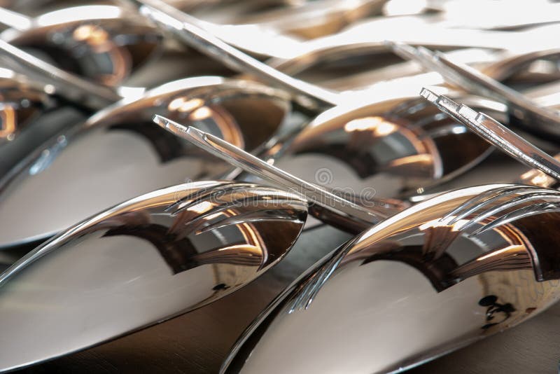 Spoons and Forks on Breakfast Table Stock Image Image of order