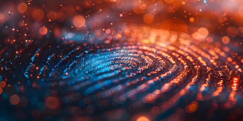 Sporirea securității datelor cu scanarea de amprente digitale în detaliu. date de autentificare biometrică concept vector illustration