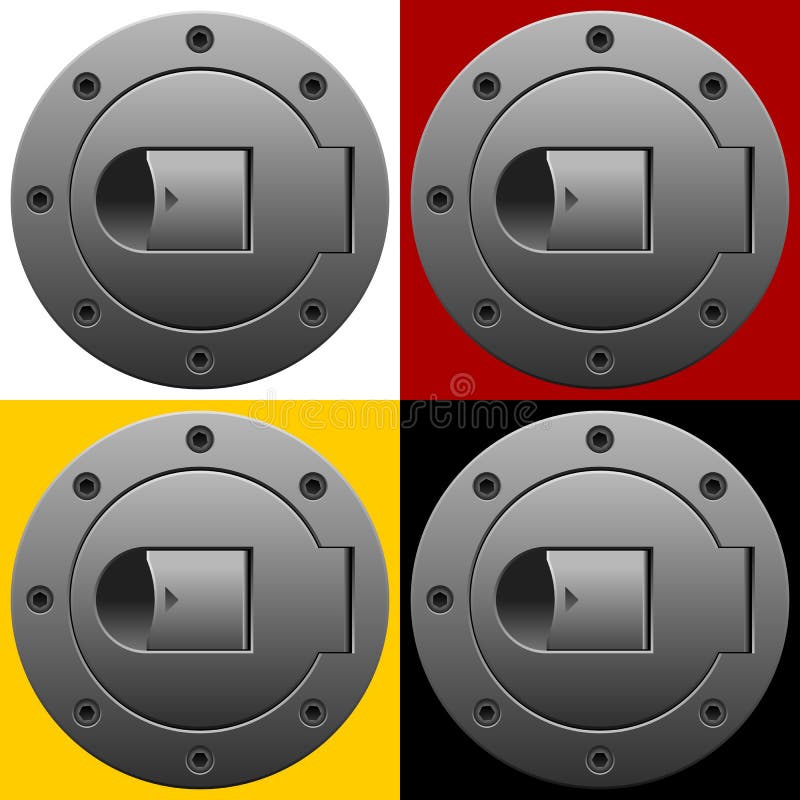 Sport-style fuel tank lid isolated on four coloured backgrounds. Sport-style fuel tank lid isolated on four coloured backgrounds