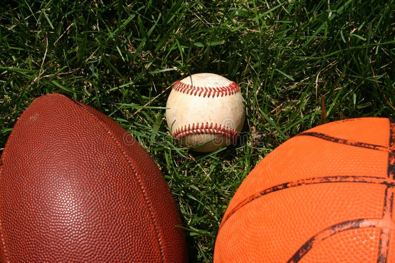 Sport Balls in Grass stock photo. Image of green, group 1242908