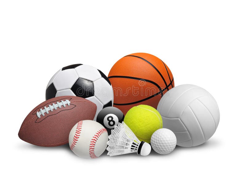 Sport balls on white stock photo. Image of athletic, golf 61788672