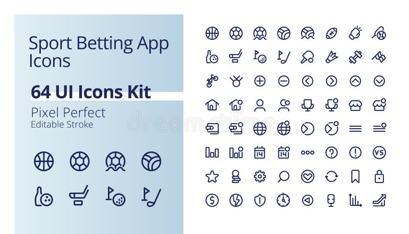 Sport betting app pixel perfect linear ui icons kit vector illustration