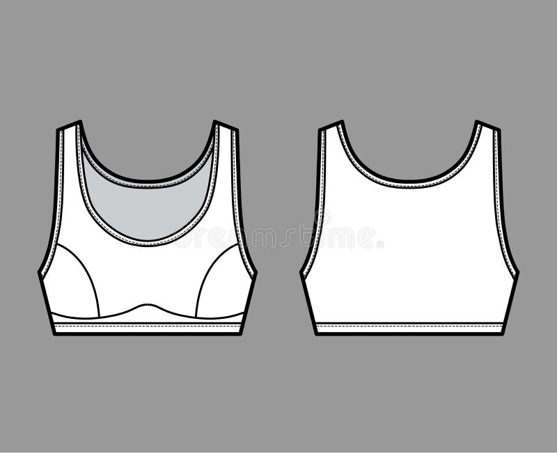 Sport Bra Lingerie Top Technical Fashion Illustration with Wide ...