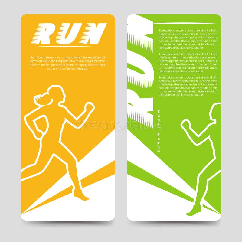 Sport brochure template with running woman stock illustration Sport brochure template with running woman stock illustration