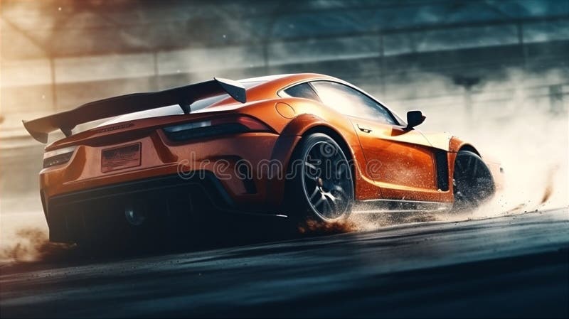 Futuristic Sports Car Drifting in the Neon Street Stock Illustration -  Illustration of wallpaper, design: 271217121
