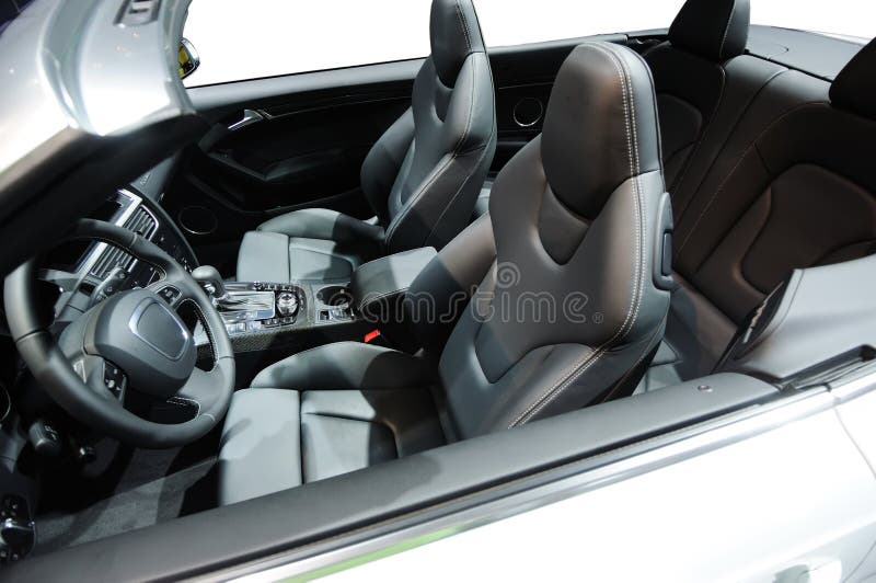 A silver sport car interior. Power tech stock images, royalty-free photos and pictures