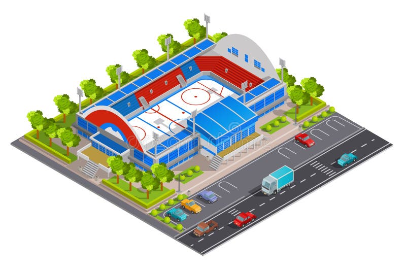 Sport Complex Stadium Isometric Banner Stock Vector Illustration of