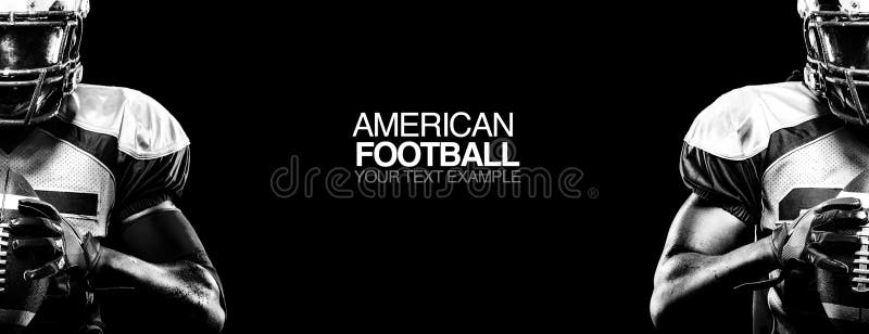 Sport concept. American football sportsman player on black background with copy space. Sport concept. royalty free stock image Sport concept. American football sportsman player on black background with copy space. Sport concept. royalty free stock image