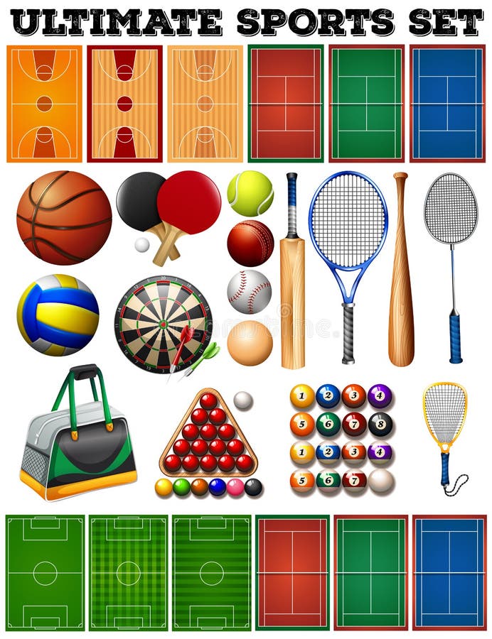 Sport equipments and courts stock illustration Sport equipments and courts stock illustration