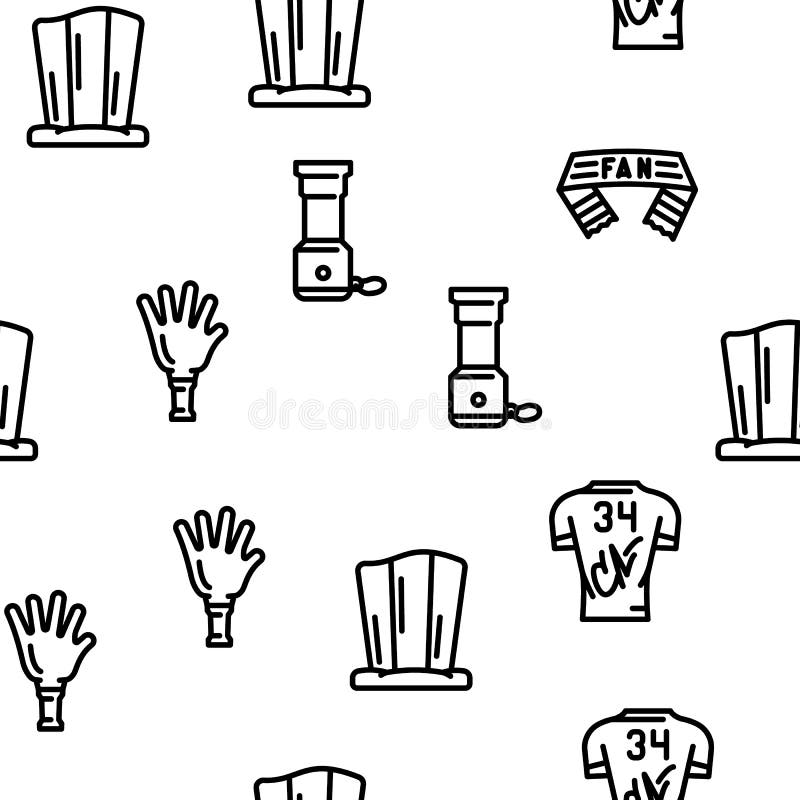 Sport Fan Supporter Accessories Vector Seamless Pattern Stock Vector