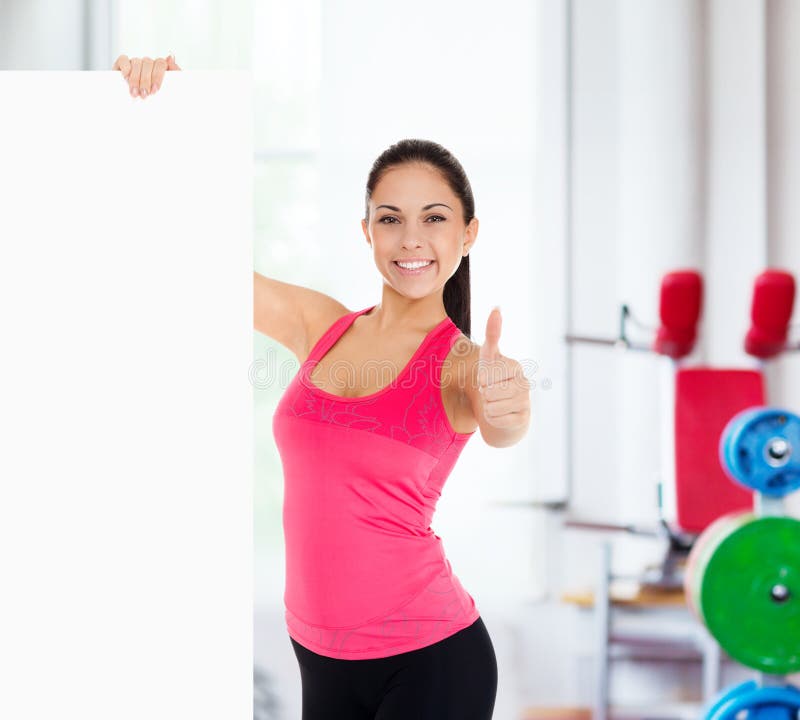 Sport fitness woman blank board copy space