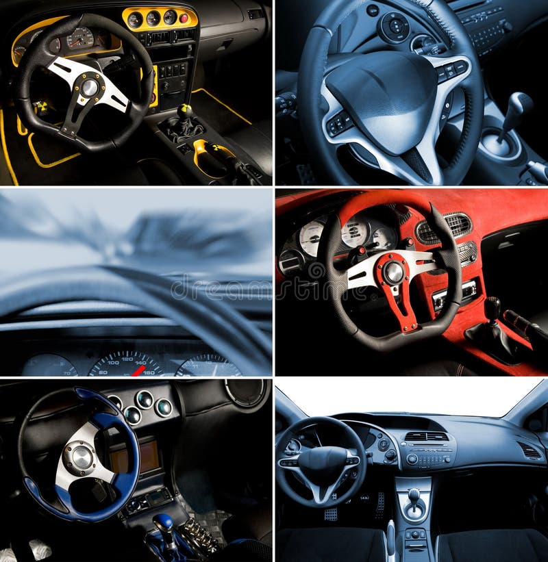 sport för bilcollageinterior royaltyfri bild sport för bilcollageinterior royaltyfri bild