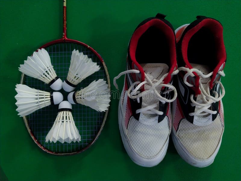 Sport Gear Badminton, Shoes Badminton with Racket and Shuttlecock on ...
