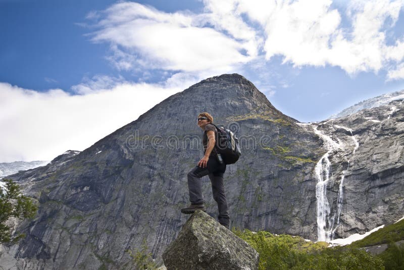 Sport girl in Norway mountains