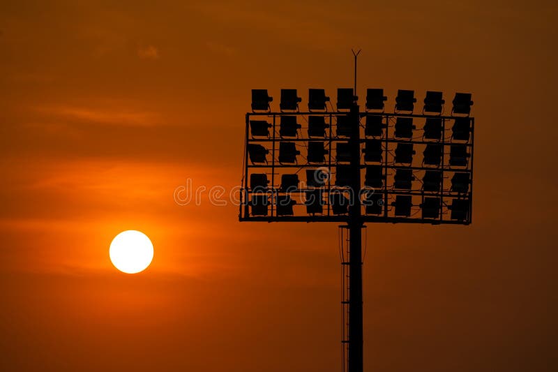 Sport light with sunset