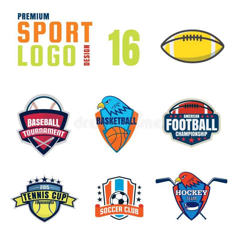 Sport logo design set stock vector. Illustration of football 80002903