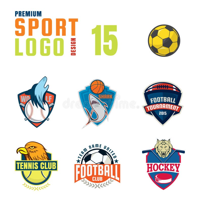 Sport logo design set stock vector. Illustration of football 80002903