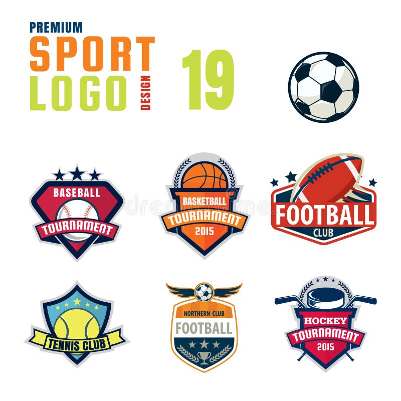 Sport logo design set stock vector. Illustration of football 80002903