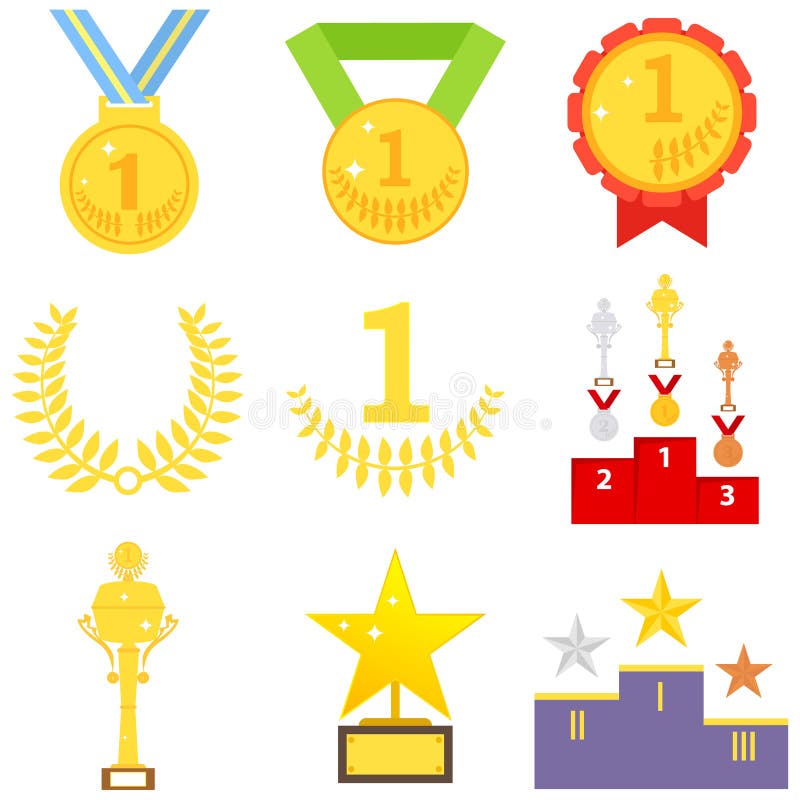 Sport nagrody, medal, bawją się filiżankę, trofeum royalty ilustracja Sport nagrody, medal, bawją się filiżankę, trofeum royalty ilustracja