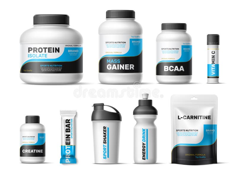 Realistic Sport Nutrition Packaging Protein Powder White Containers Mockup  Training And Supplements Plastic Cans And Bags Workout Food Vitamins And  Energy Drinks Vector 3d Isolated Set Stock Illustration - Download Image  Now 