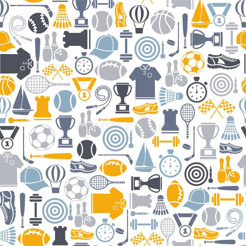 Sports Elements Seamless Icons Pattern Stock Vector - Illustration