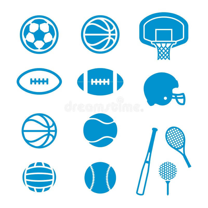 Sport piłek i wyposażenia ikony ilustracji Sport piłek i wyposażenia ikony ilustracji
