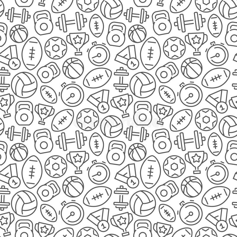 Sport related seamless pattern. Sport related seamless pattern with outline icons. Vector eps8 format