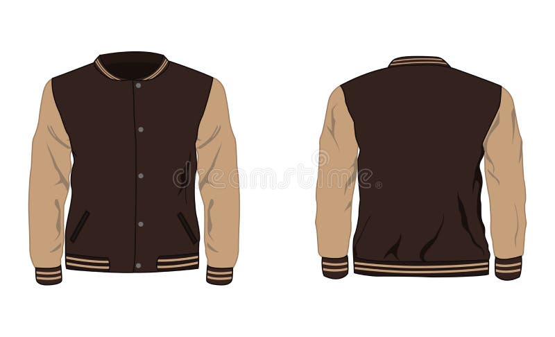 Varsity Jacket Mockup in Front, Side and Back Views Stock Illustration ...