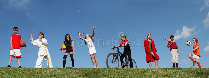 Sporten, groep kinderen