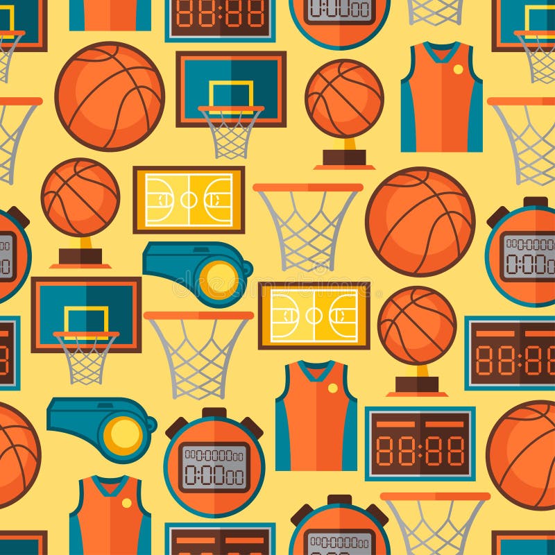 Sporten naadloos patroon met basketbal binnen pictogrammen