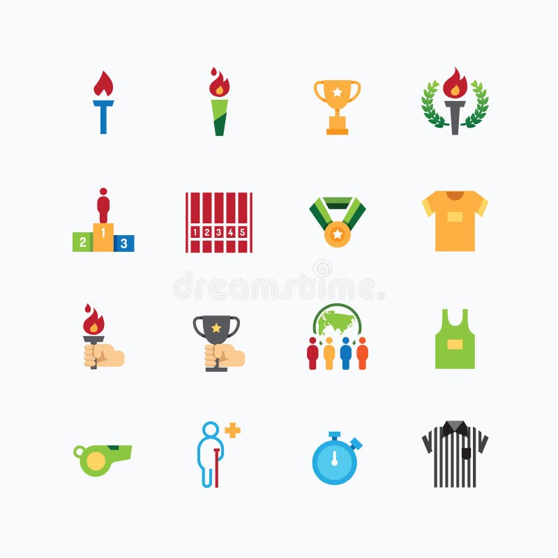 Sportikonen-Farbflache Linie Designvektor stock abbildung Sportikonen-Farbflache Linie Designvektor stock abbildung