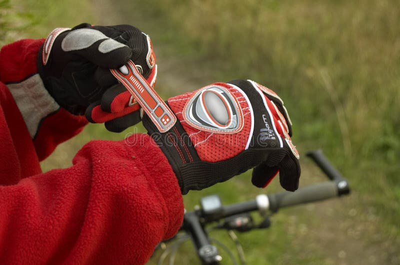 Sportive gloves on hands