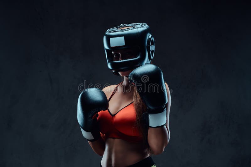 Boxer wearing sports bra stock image. Image of smiling - 82562963