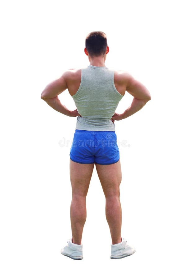 Sportivo forte in retromarcia modello maschile con lunghezza intera isolata su fondo bianco