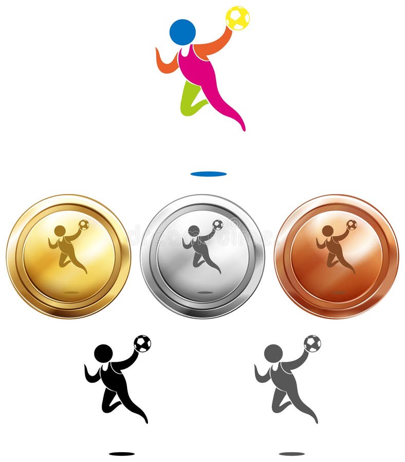 Sportpictogram voor handbal en medailles royalty-vrije illustratie Sportpictogram voor handbal en medailles royalty-vrije illustratie