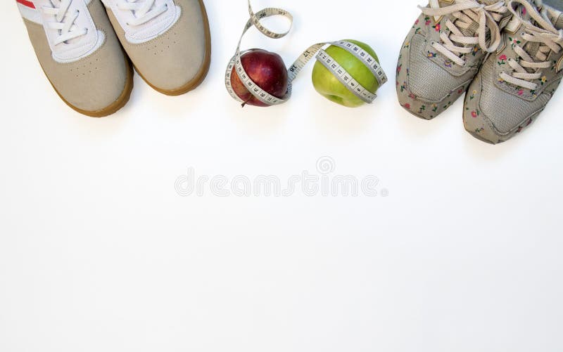 Sports accessories for two are top view stock photo Sports accessories for two are top view stock photo